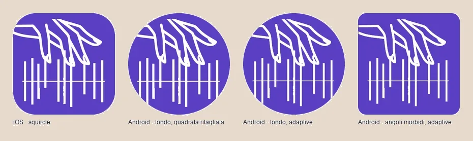 L'icona sotto le maschere di iOS e Android